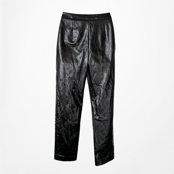 Vintage Y2K Black Patent Faux Leather Look Slim Leg Pants Size XS/S - Picture 6 of 7